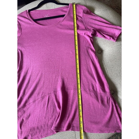 J. Jill Womens XS 100% Pima Cotton Dipped-Hem Tunic Pink Short Sleeve Top Casual - Picture 5 of 6